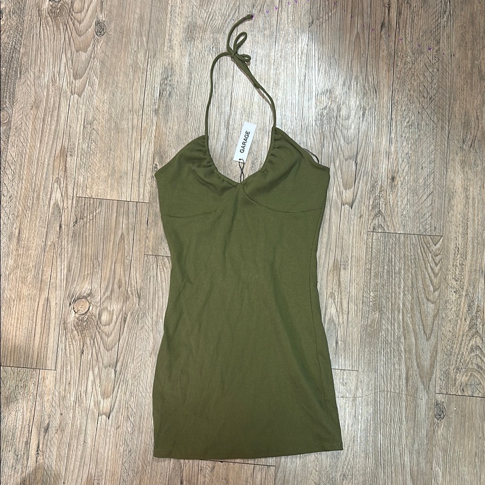 Garage Green Fitted Backless Tank Top